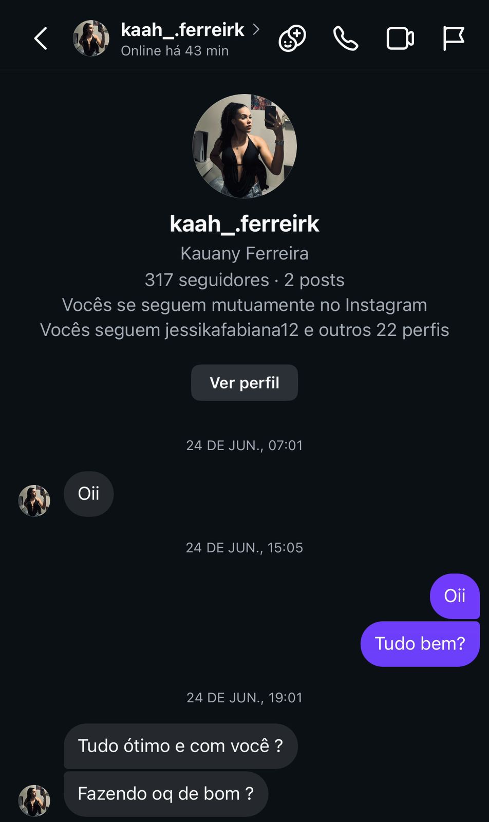 Ela me chamou primeiro